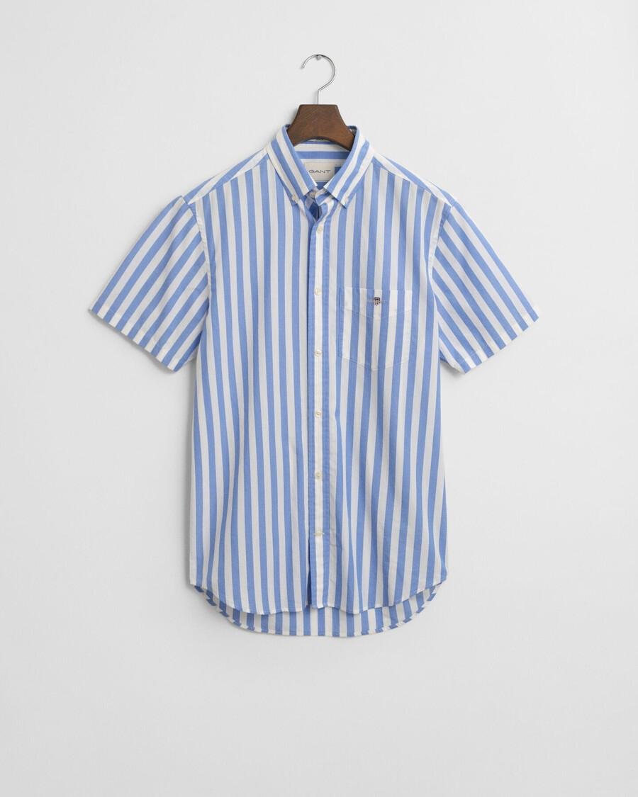 regular fit striped classic poplin short sleeve shirt - perfect blue