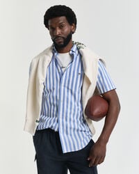 regular fit striped classic poplin short sleeve shirt - perfect blue