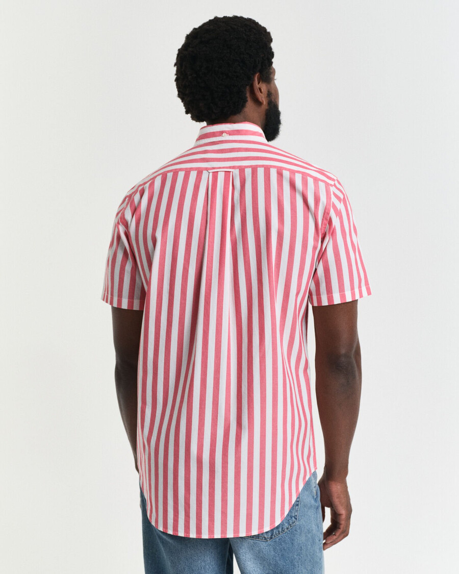 regular fit striped classic poplin short sleeve shirt - watermelon red