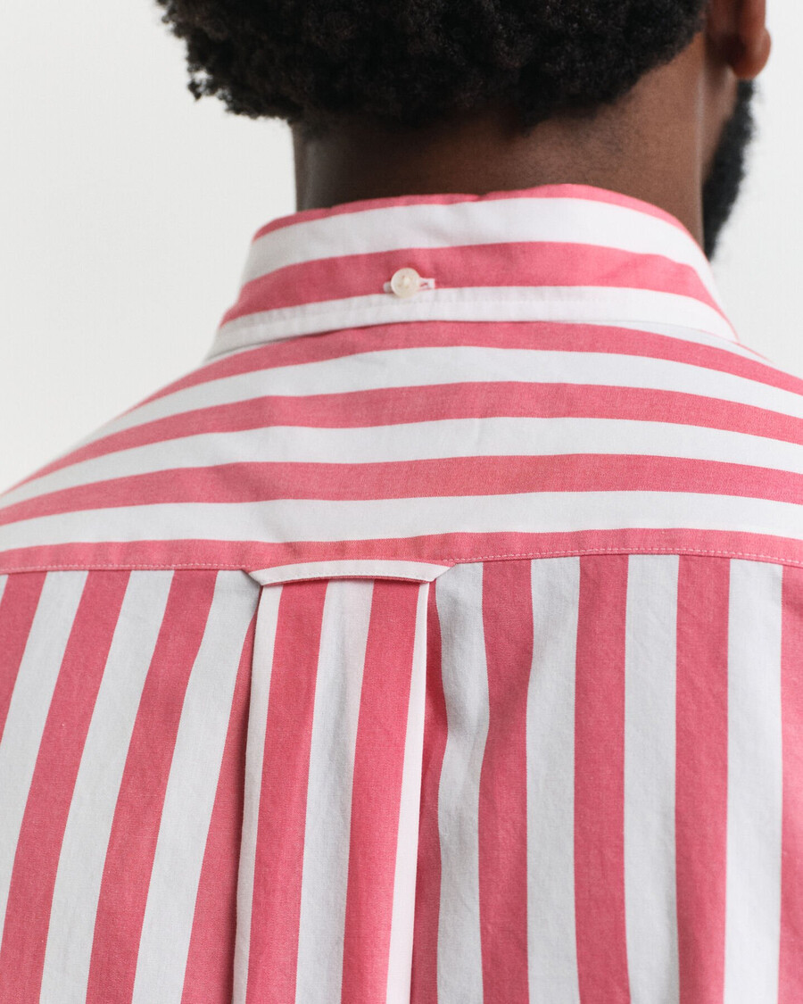 regular fit striped classic poplin short sleeve shirt - watermelon red