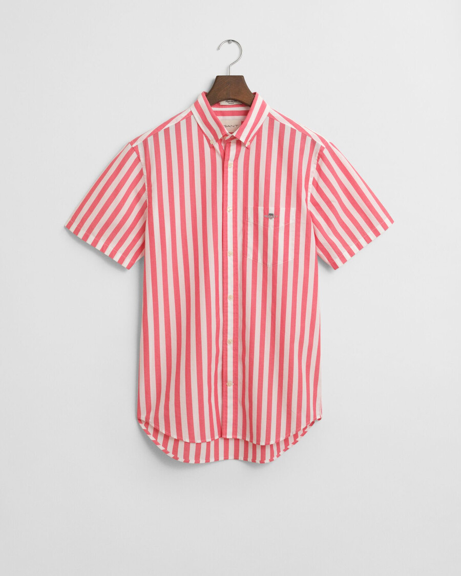 regular fit striped classic poplin short sleeve shirt - watermelon red