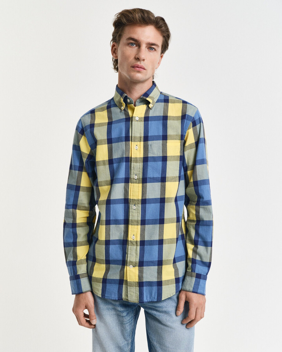 relaxed fit checked twill shirt - smooth yellow