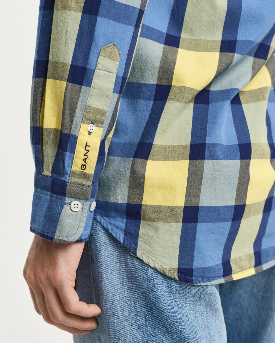 relaxed fit checked twill shirt - smooth yellow