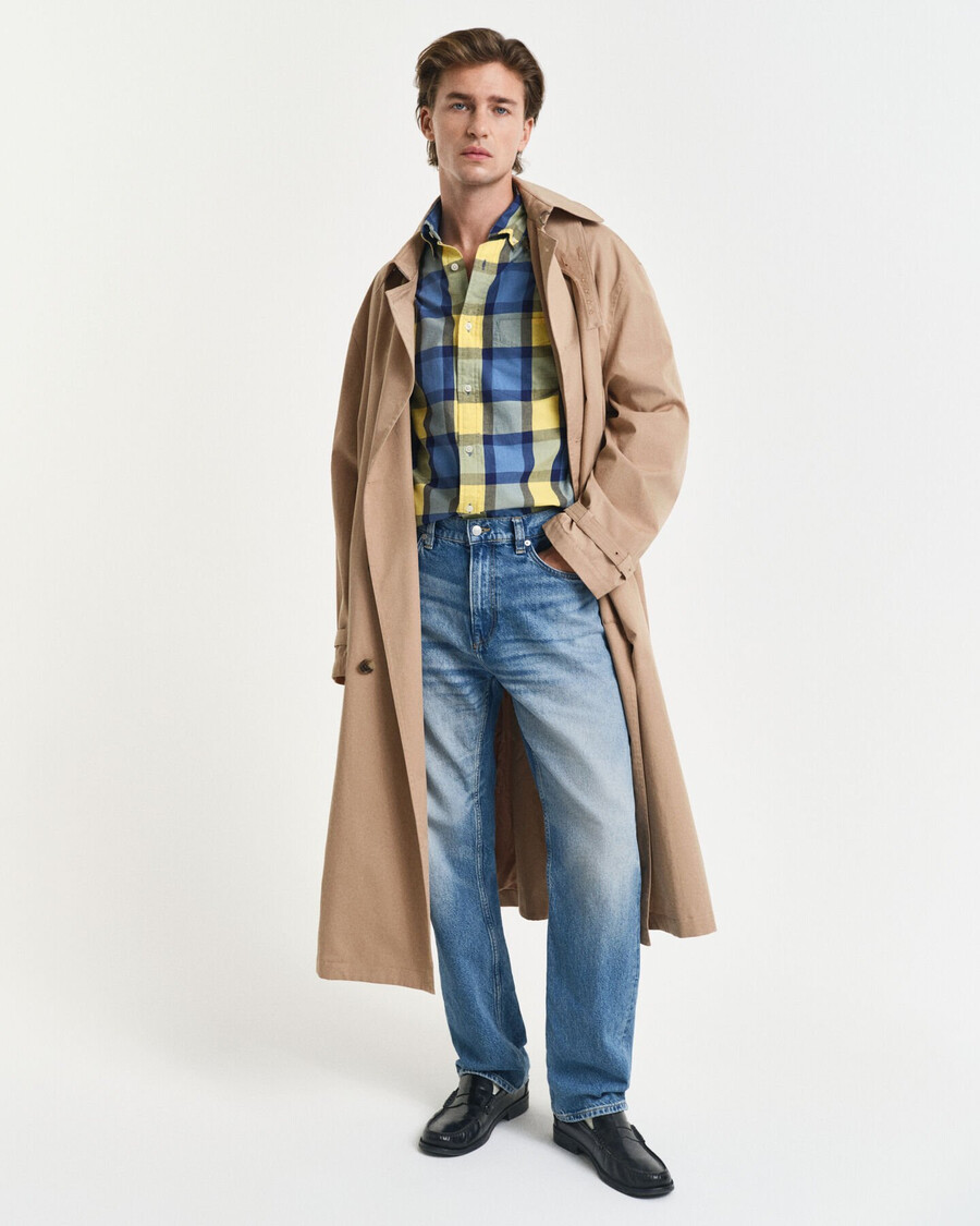 relaxed fit checked twill shirt - smooth yellow