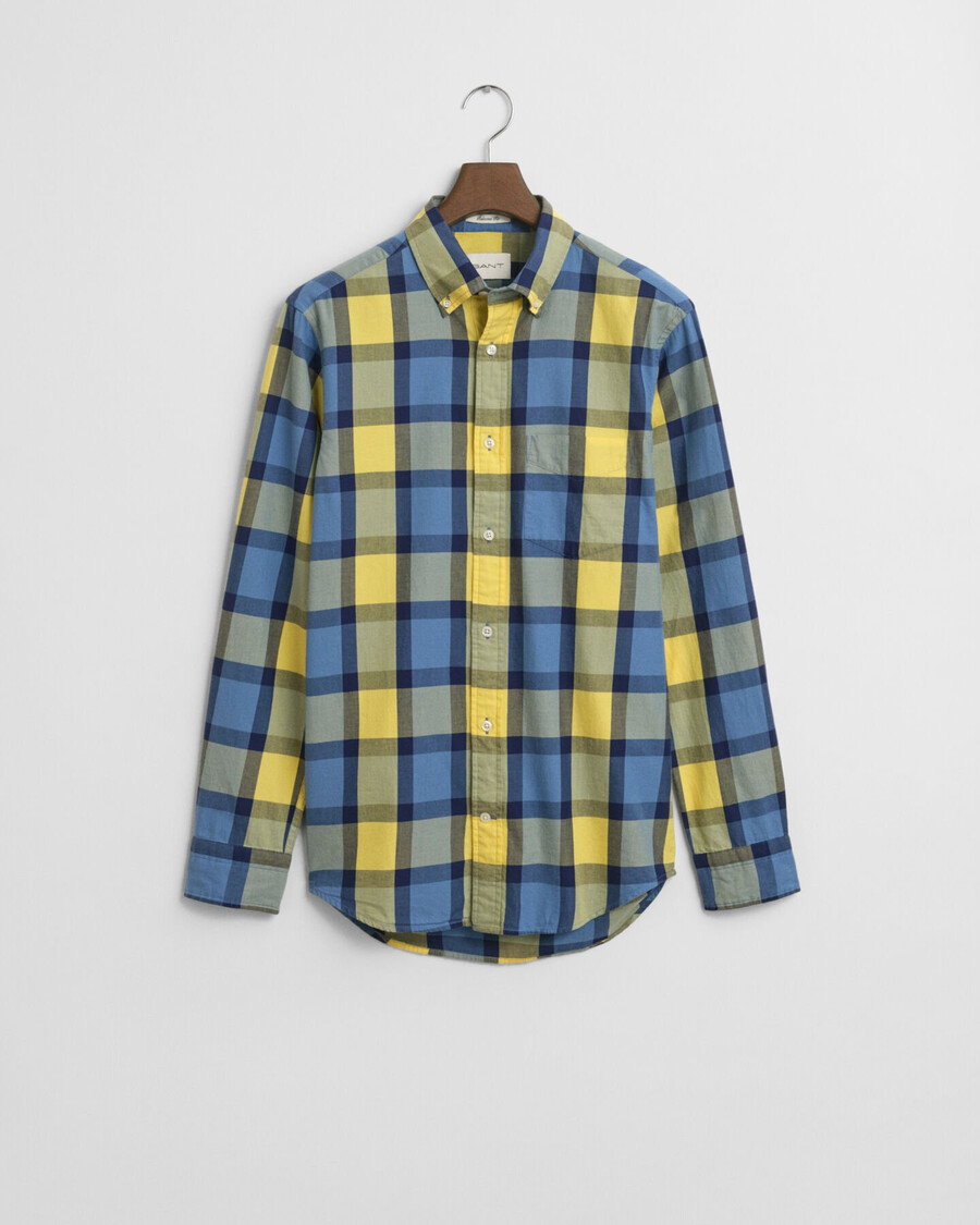 relaxed fit checked twill shirt - smooth yellow