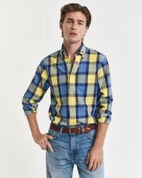 relaxed fit checked twill shirt - smooth yellow