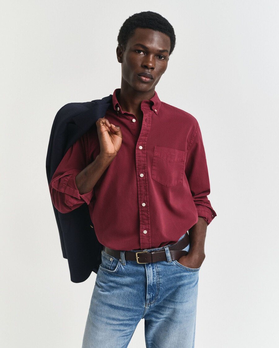 regular fit twill shirt - plumped red