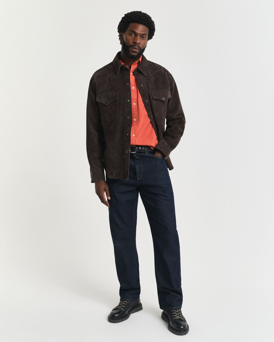 regular fit twill shirt - deep orange