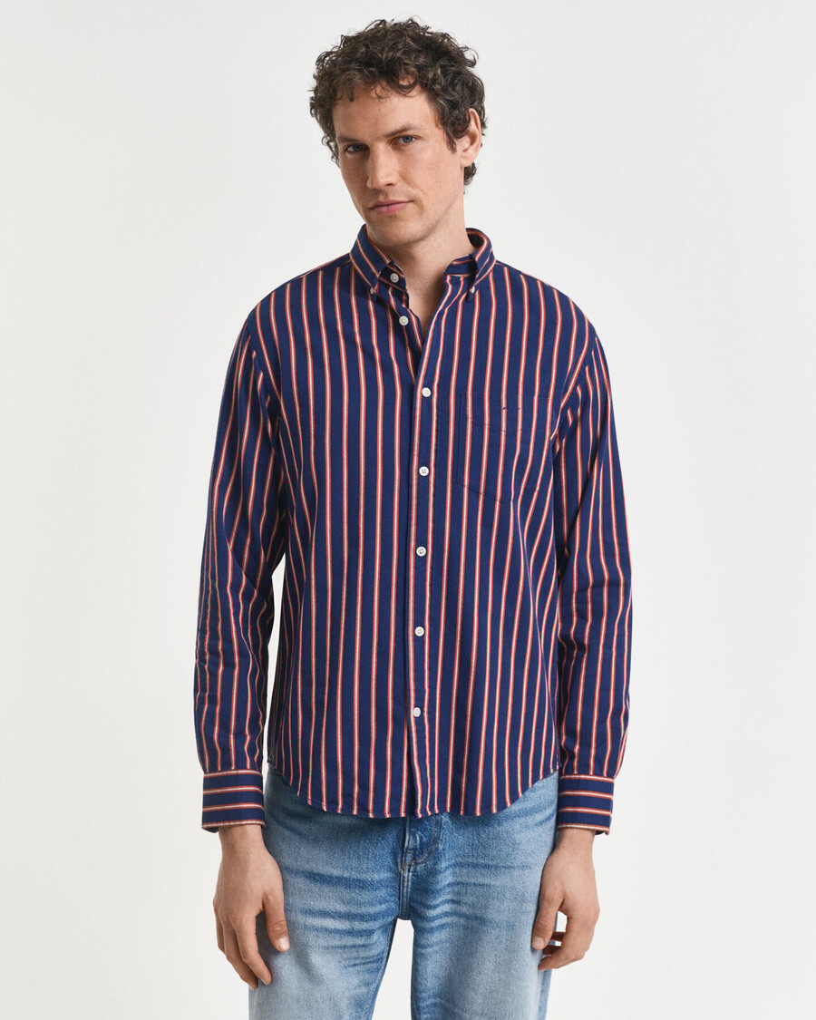regular fit dobby striped twill shirt - persian blue