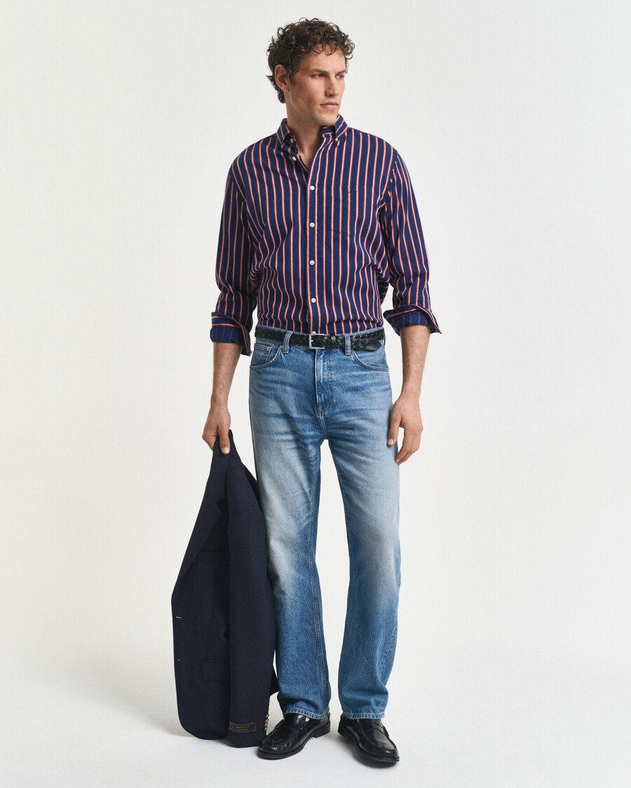 regular fit dobby striped twill shirt - persian blue