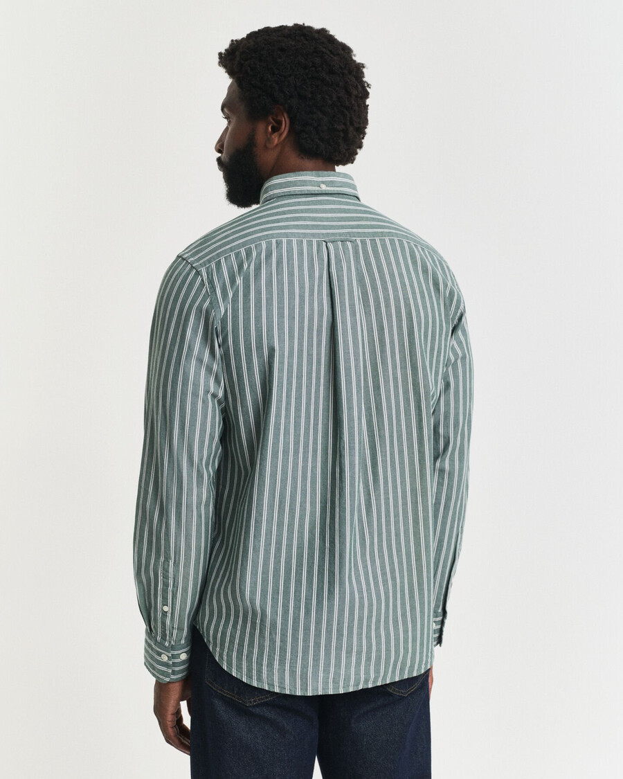 regular fit striped archive poplin shirt - forest green