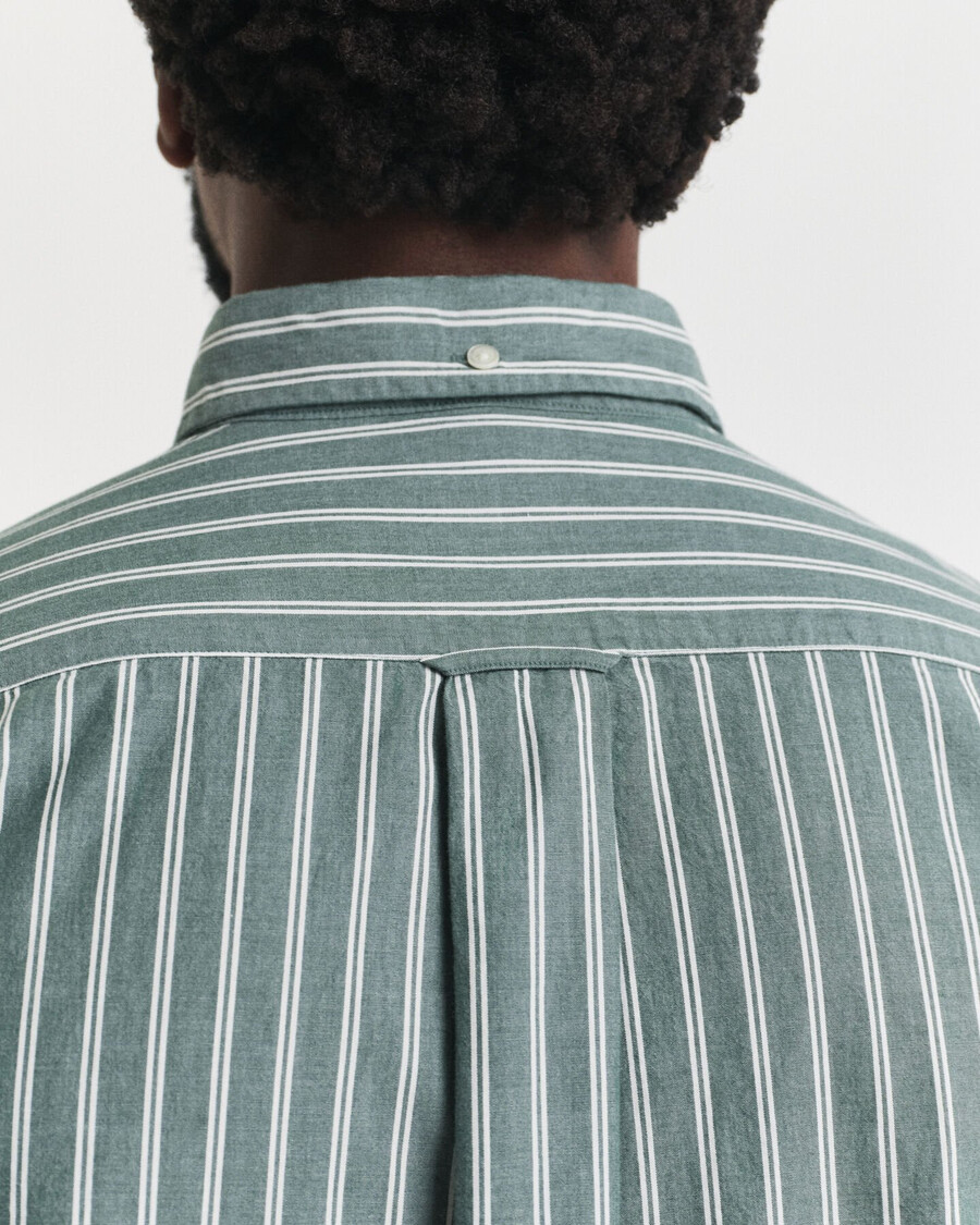 regular fit striped archive poplin shirt - forest green