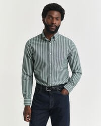 regular fit striped archive poplin shirt - forest green