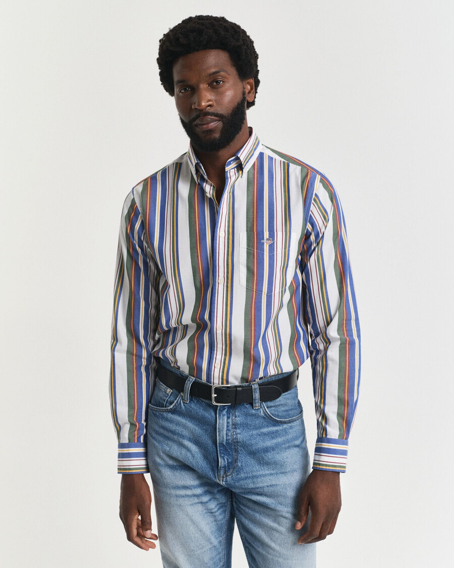 regular fit multi striped classic poplin shirt - multicolor