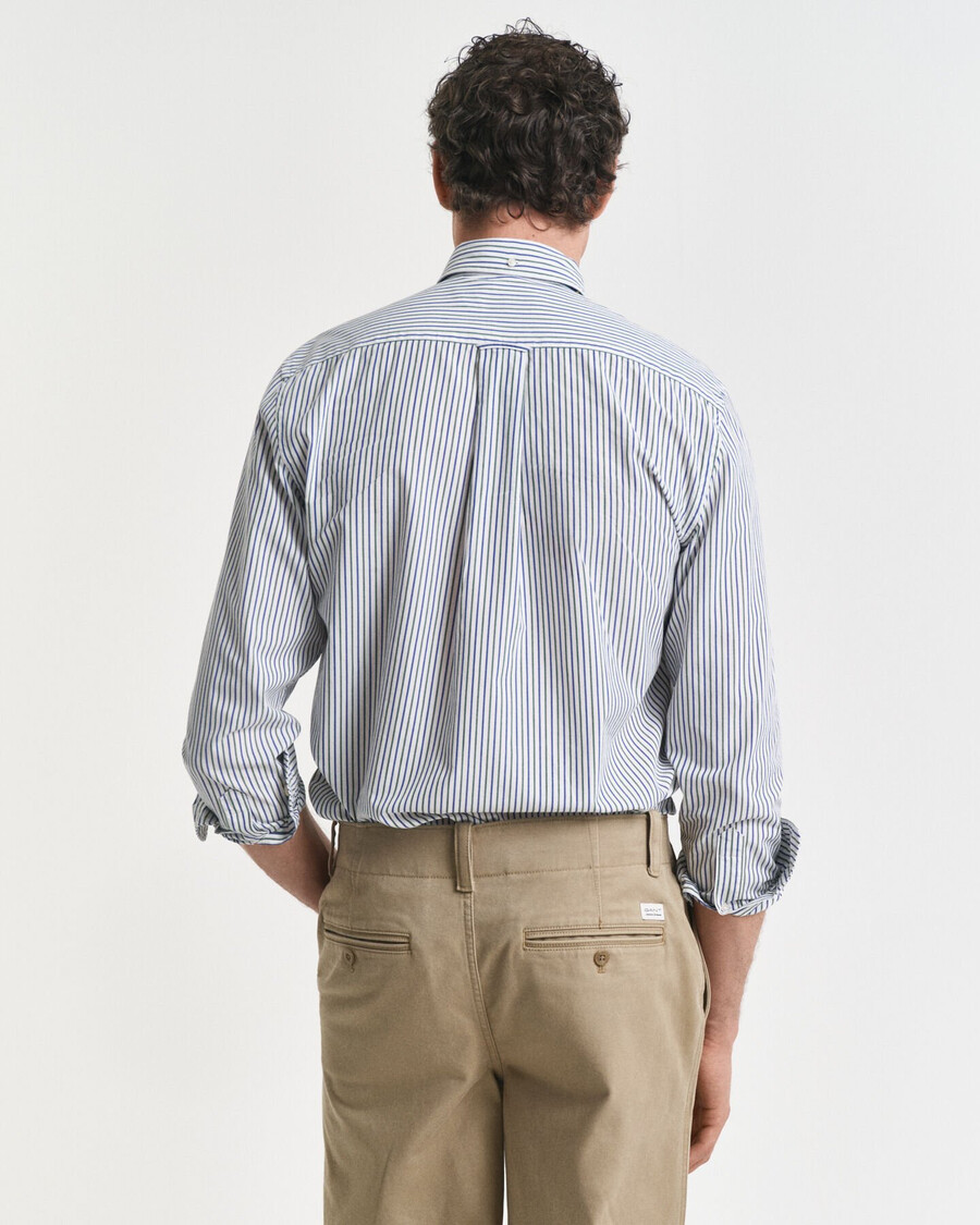 regular fit striped classic poplin shirt - forest green