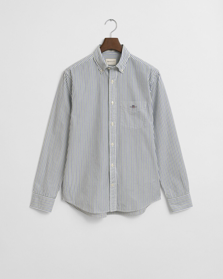 regular fit striped classic poplin shirt - forest green