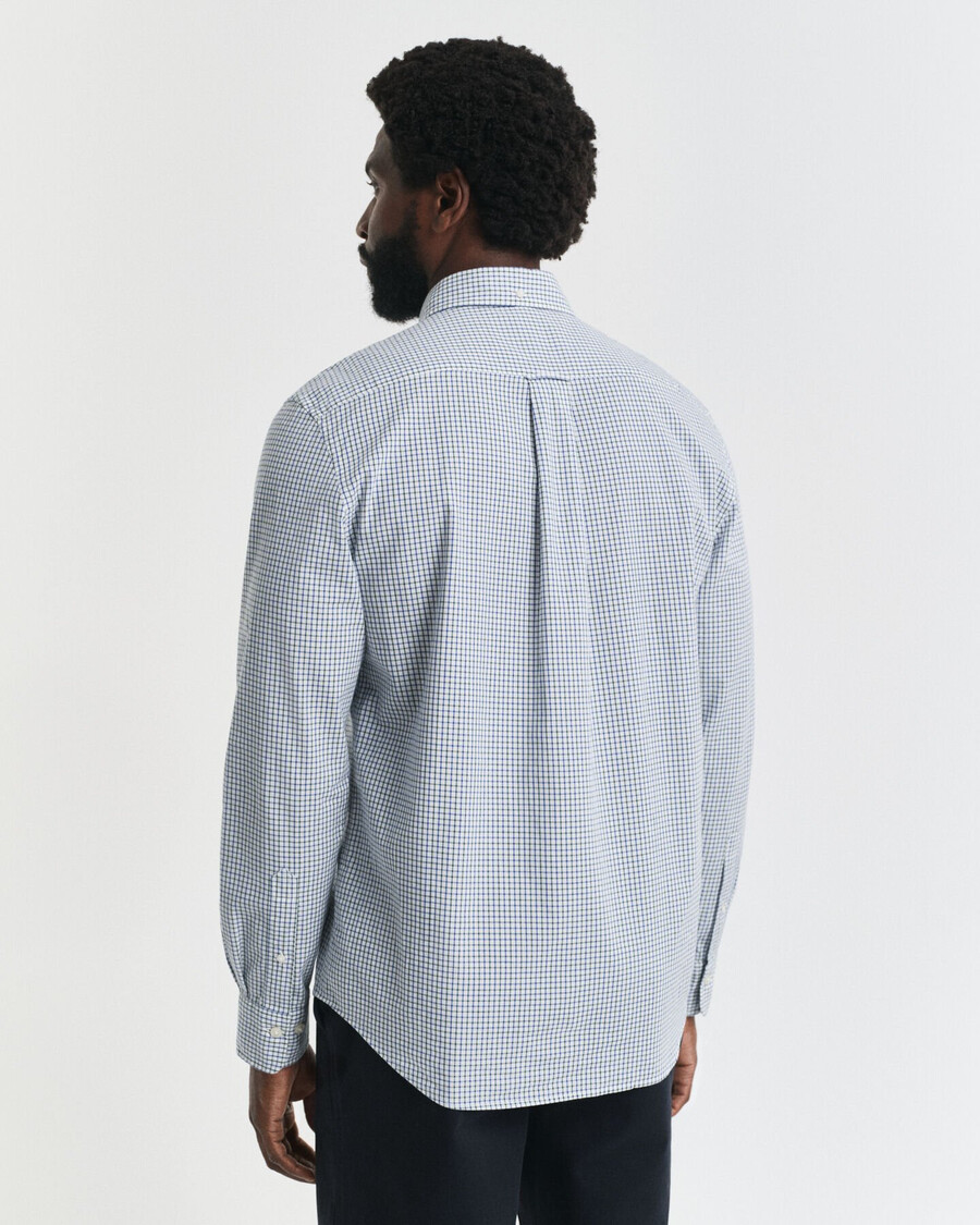 regular fit micro checked classic poplin shirt - forest green