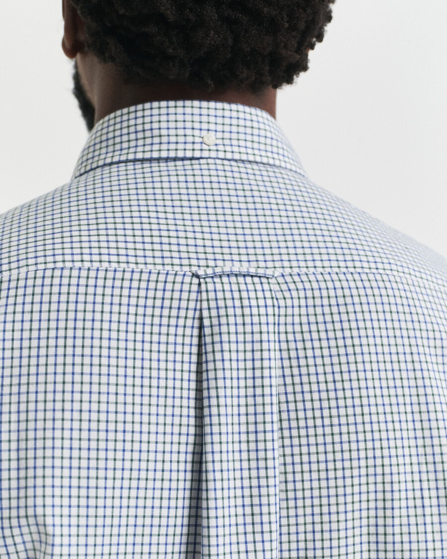regular fit micro checked classic poplin shirt - forest green