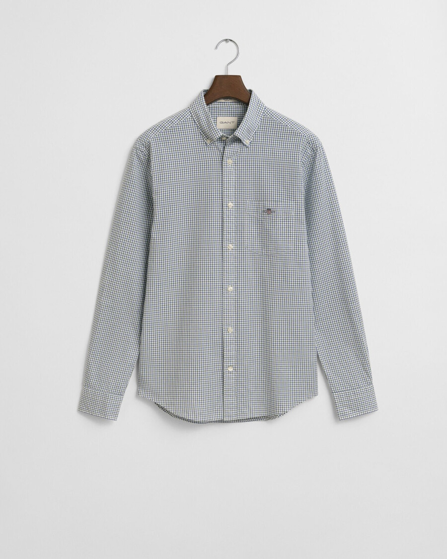 regular fit micro checked classic poplin shirt - forest green