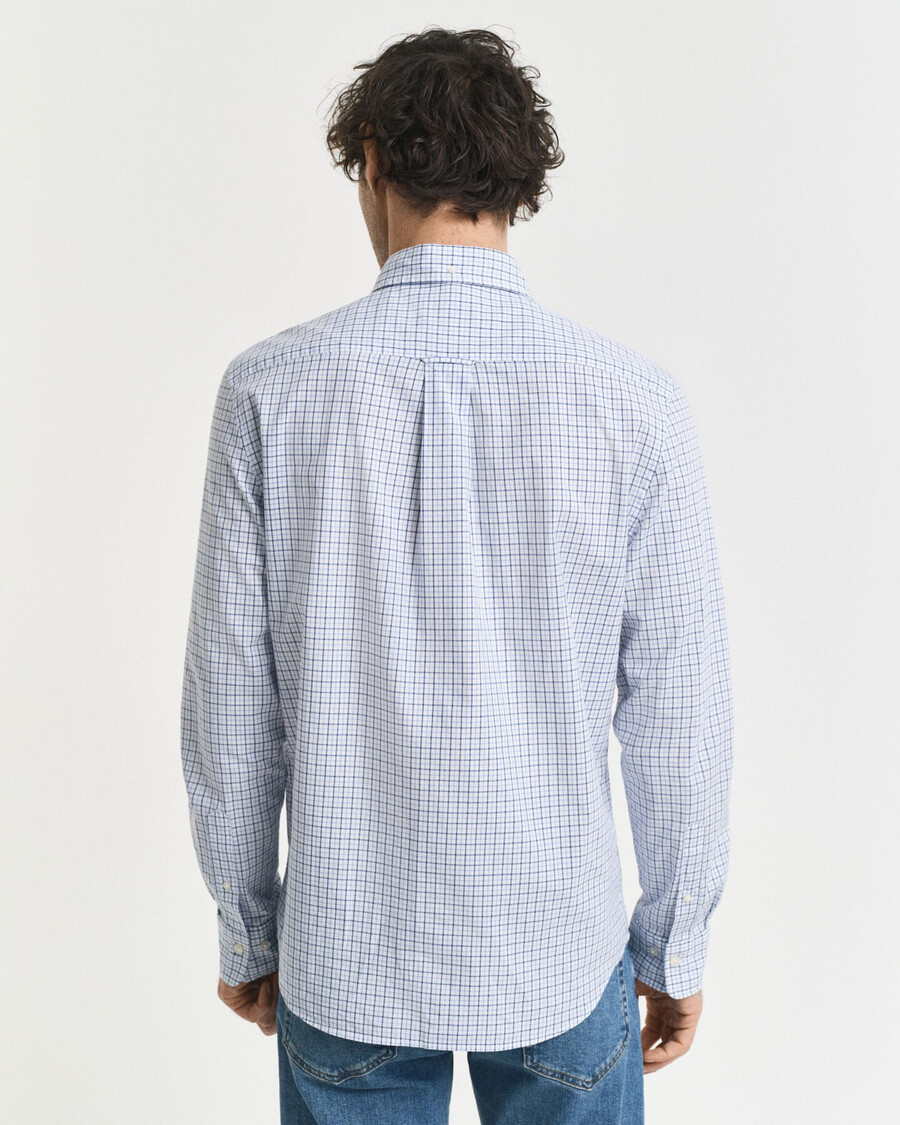 regular fit micro checked classic poplin shirt - clear sky