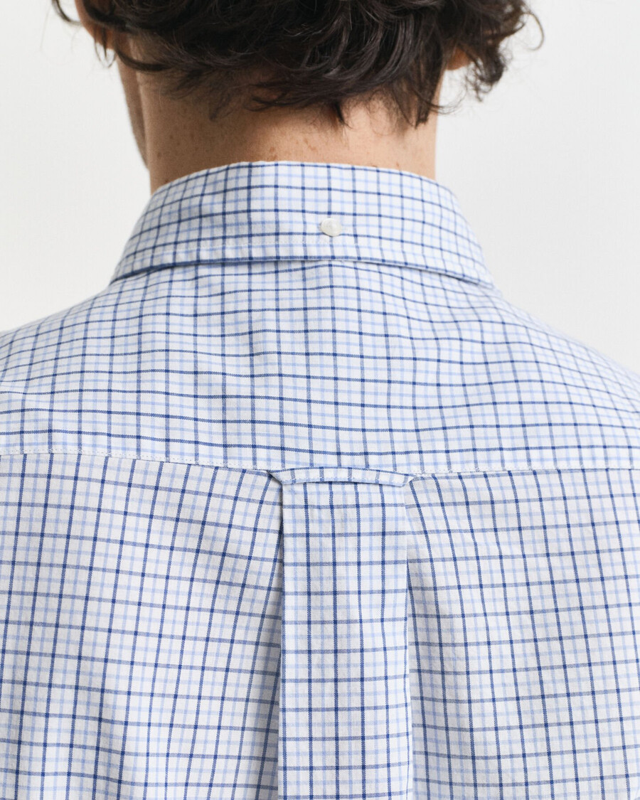 regular fit micro checked classic poplin shirt - clear sky