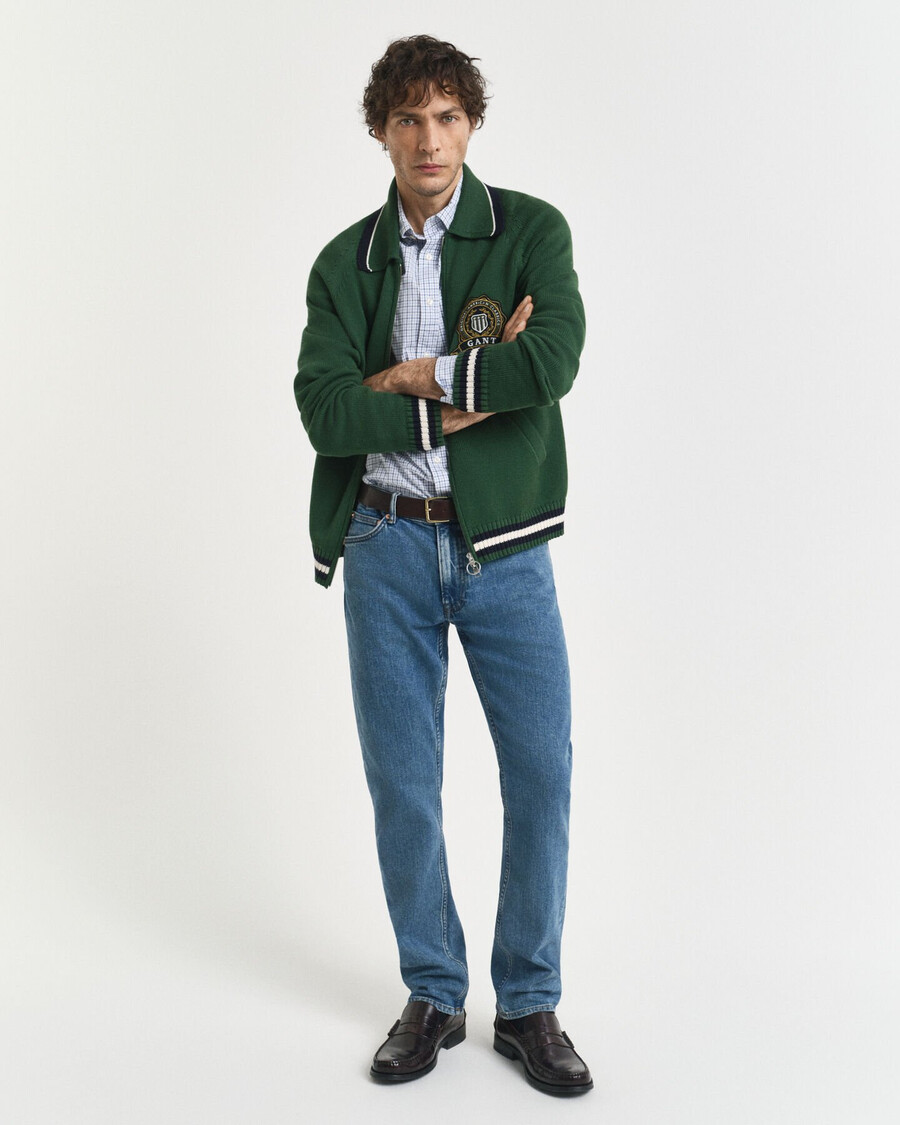 regular fit micro checked classic poplin shirt - clear sky