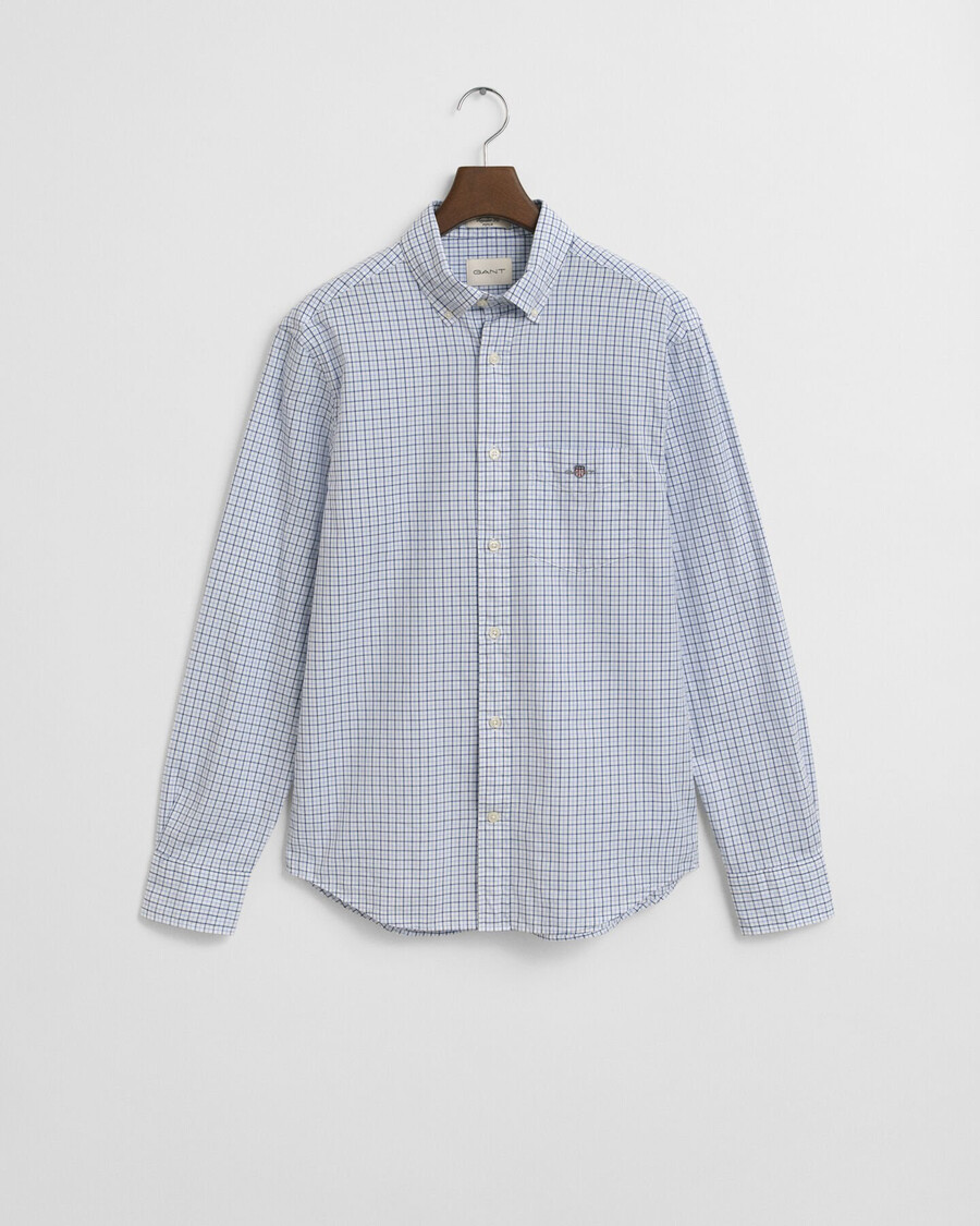 regular fit micro checked classic poplin shirt - clear sky