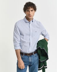 regular fit micro checked classic poplin shirt - clear sky