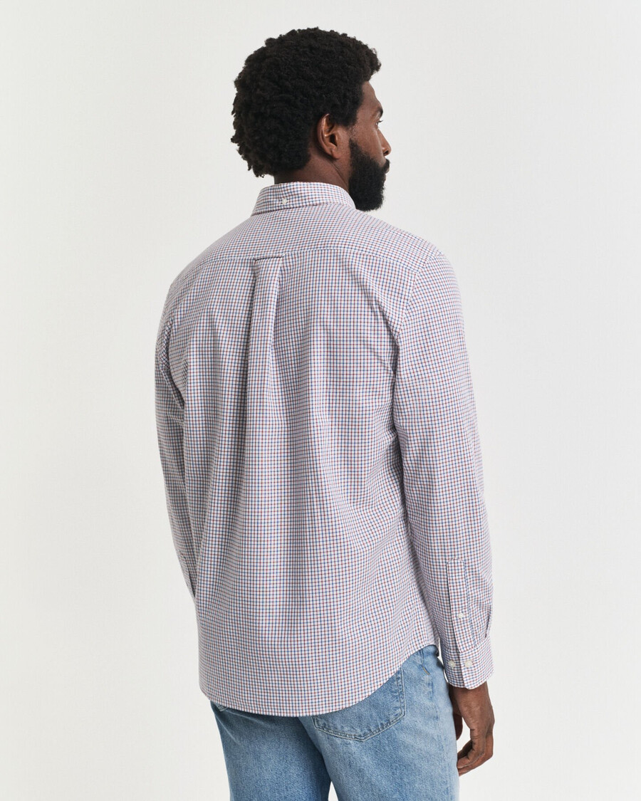 regular fit micro checked classic poplin shirt - plumped red