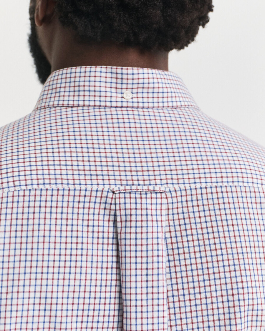 regular fit micro checked classic poplin shirt - plumped red