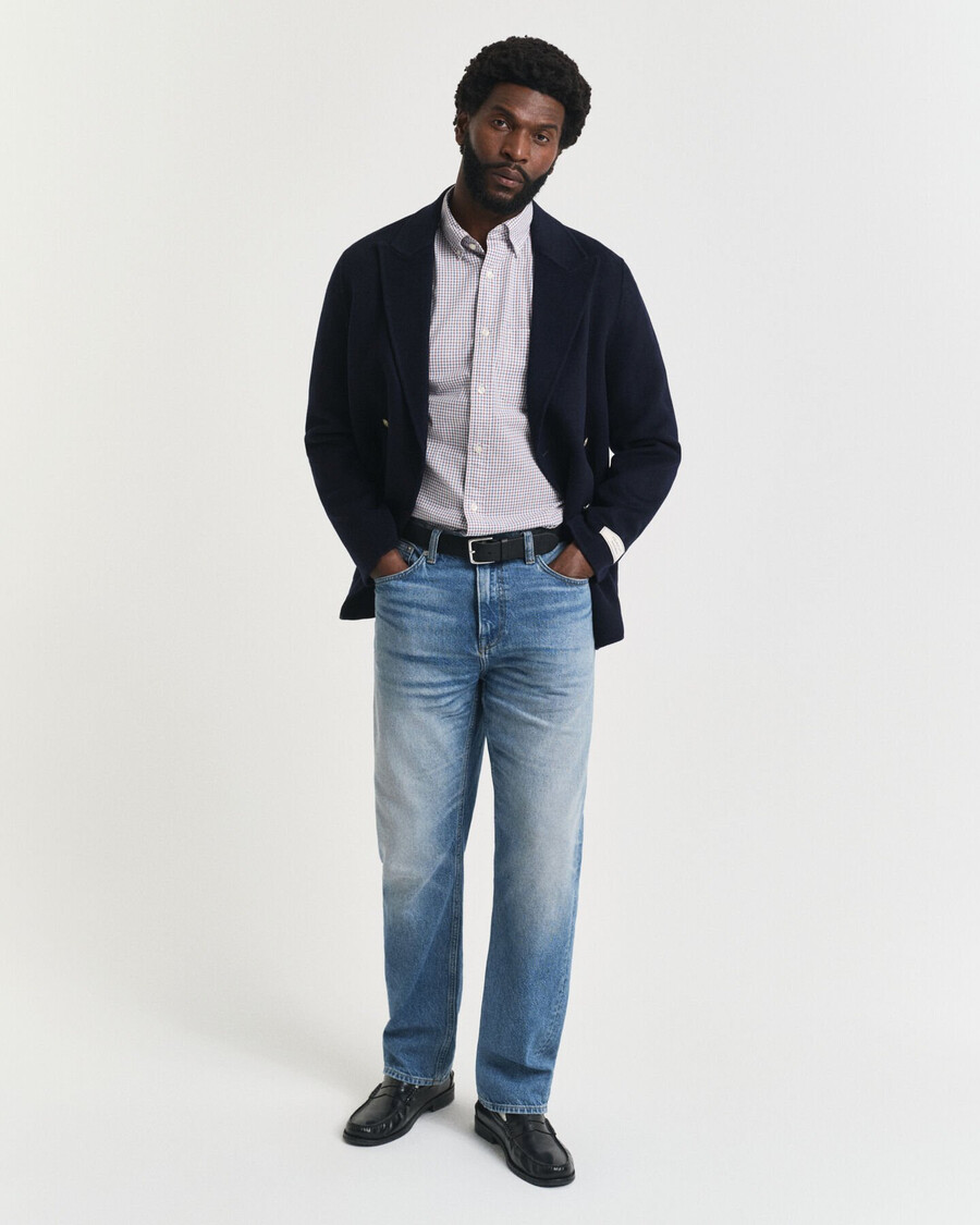 regular fit micro checked classic poplin shirt - plumped red
