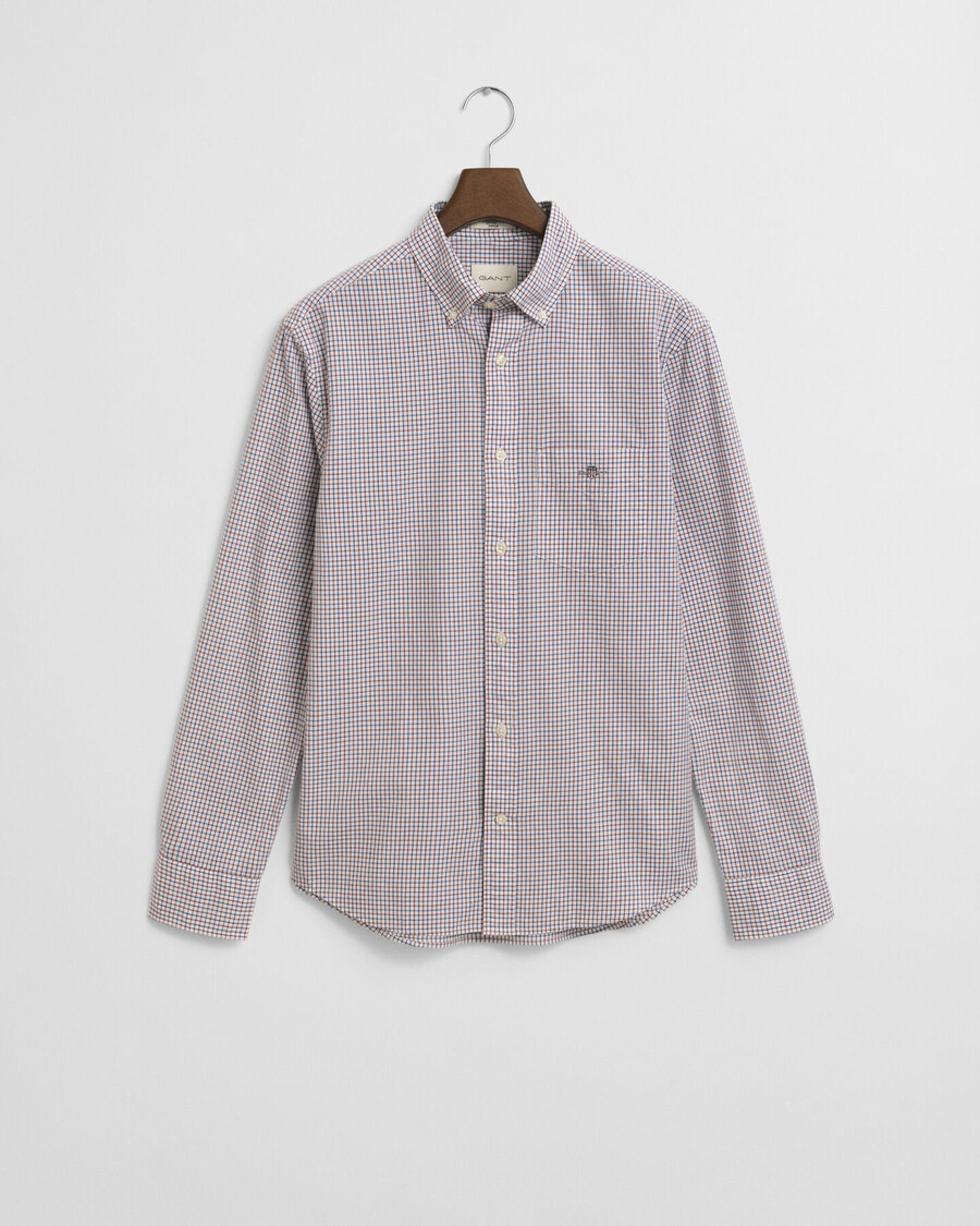 regular fit micro checked classic poplin shirt - plumped red