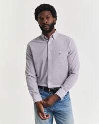 regular fit micro checked classic poplin shirt - plumped red