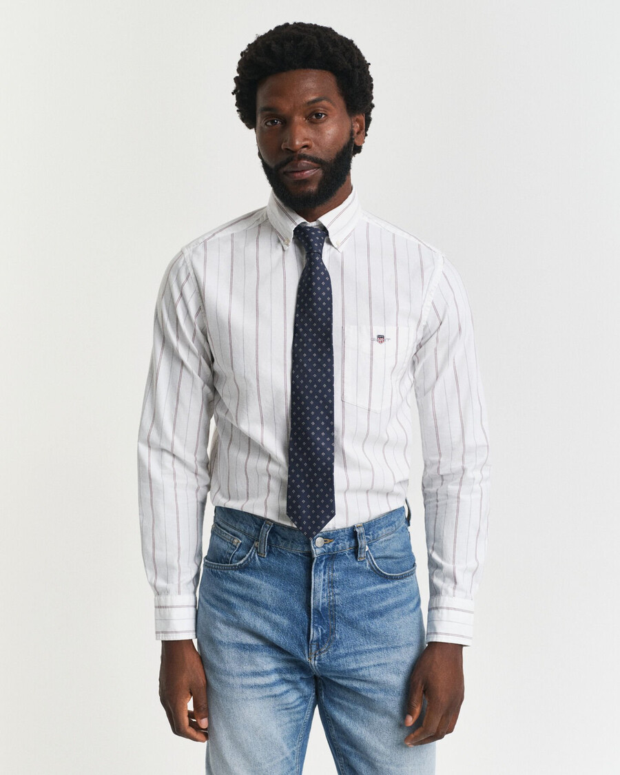 regular fit striped classic oxford shirt - white