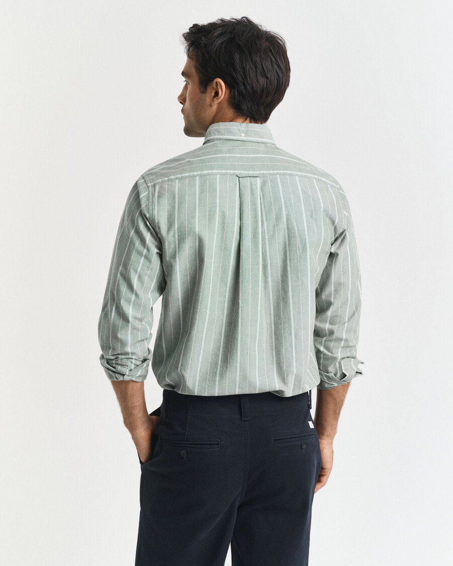regular fit striped classic oxford shirt - forest green