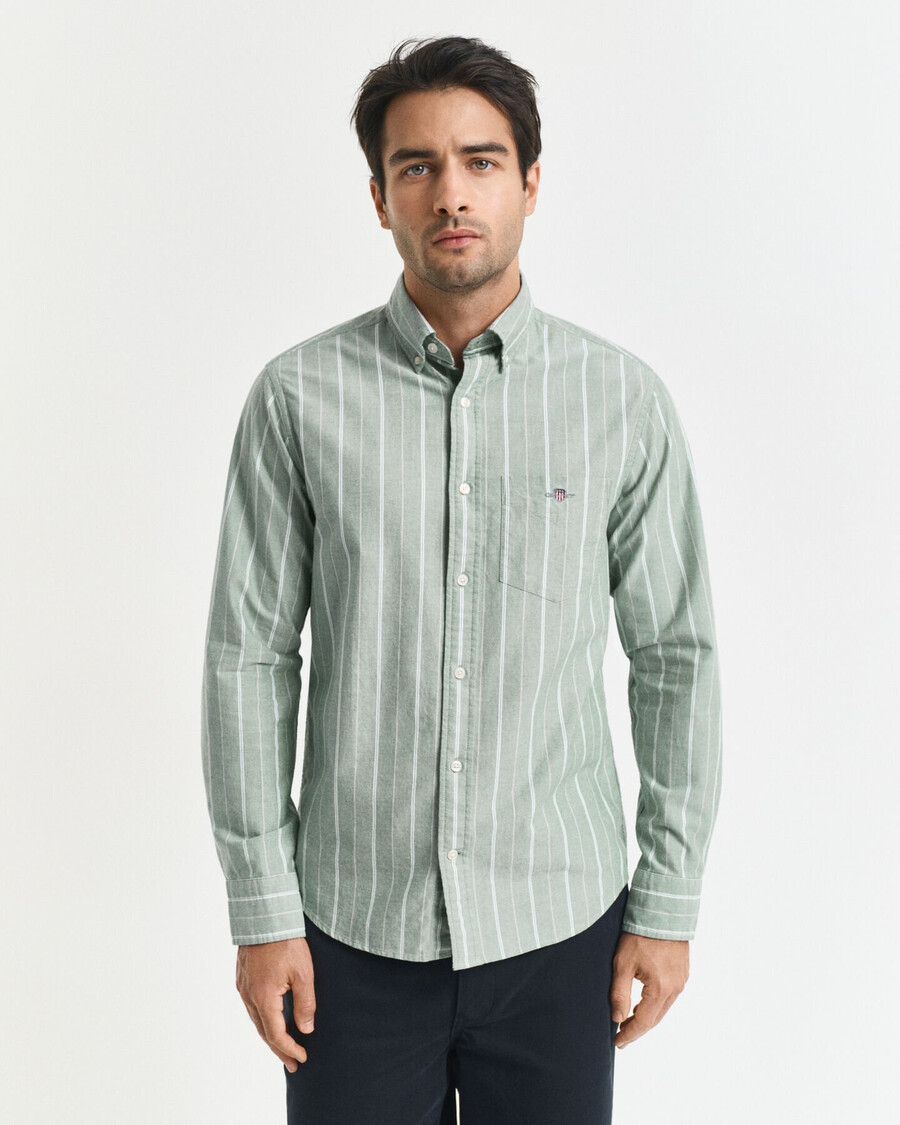 regular fit striped classic oxford shirt - forest green