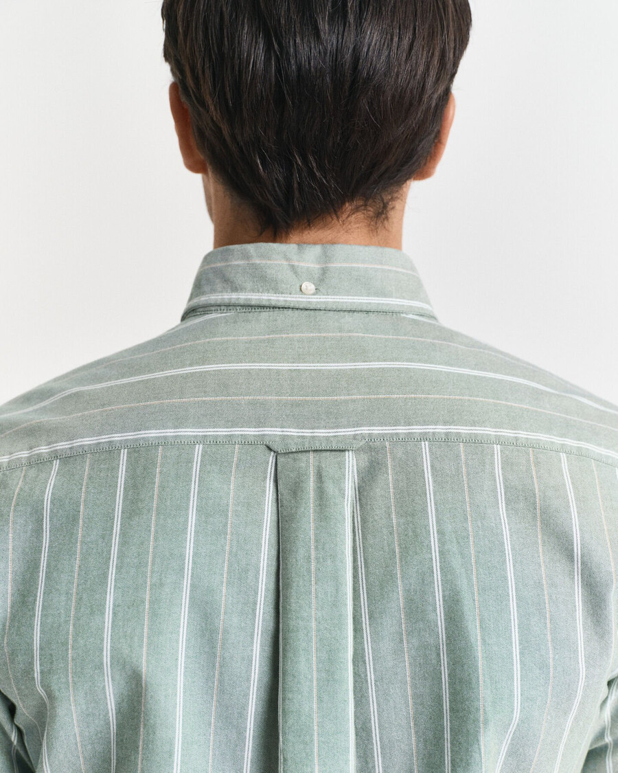 regular fit striped classic oxford shirt - forest green