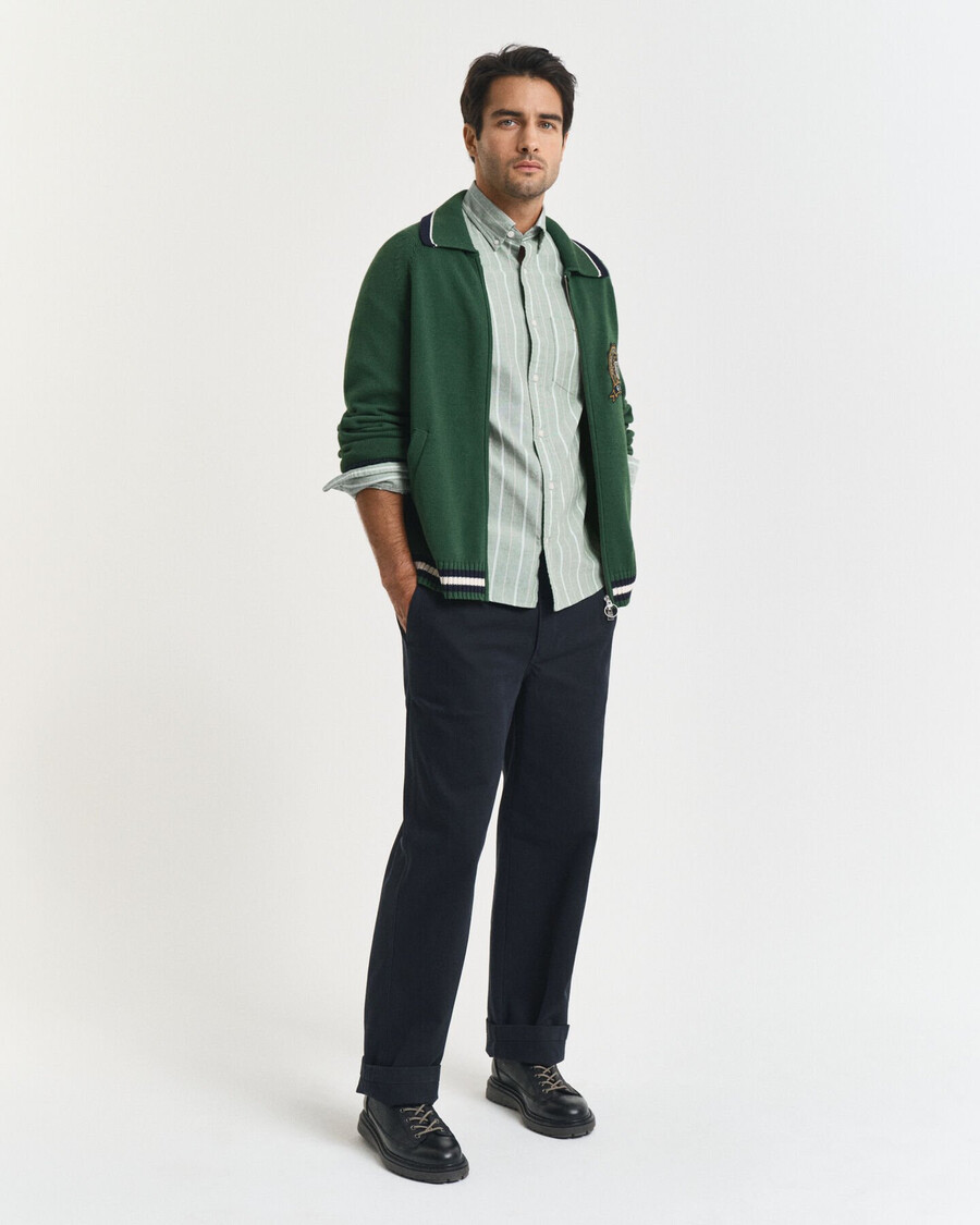 regular fit striped classic oxford shirt - forest green