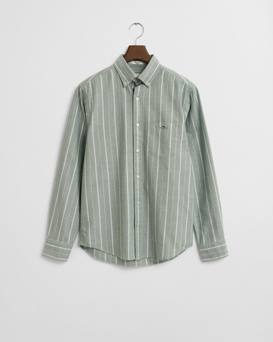 regular fit striped classic oxford shirt - forest green