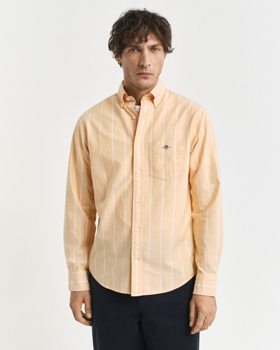 regular fit striped classic oxford shirt - yellow lichen