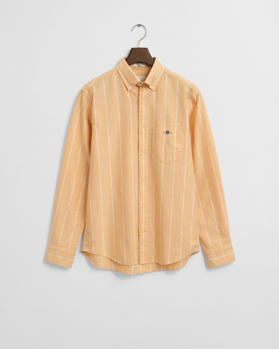 regular fit striped classic oxford shirt - yellow lichen