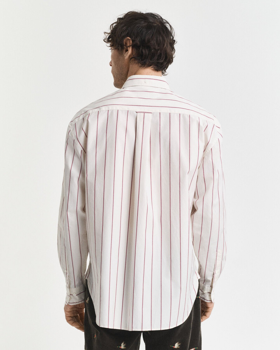 relaxed fit striped heritage poplin shirt - cream