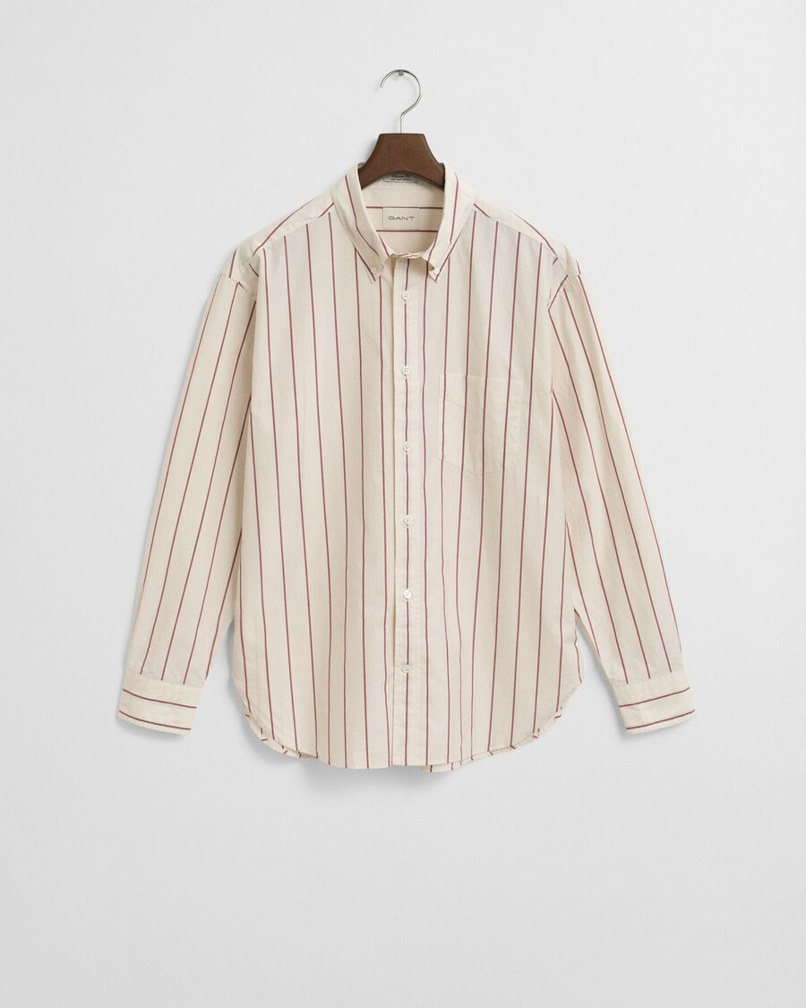 relaxed fit striped heritage poplin shirt - cream