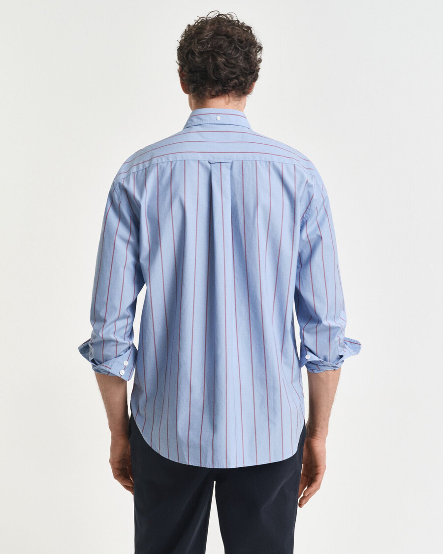 relaxed fit striped heritage poplin shirt - clear sky