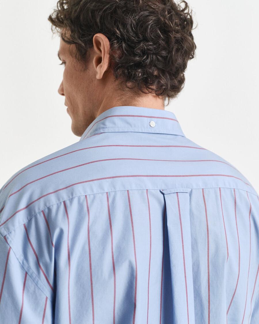 relaxed fit striped heritage poplin shirt - clear sky