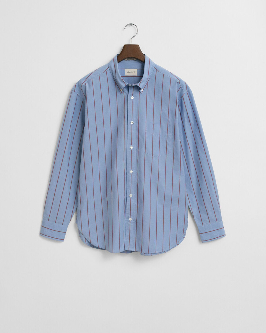 relaxed fit striped heritage poplin shirt - clear sky