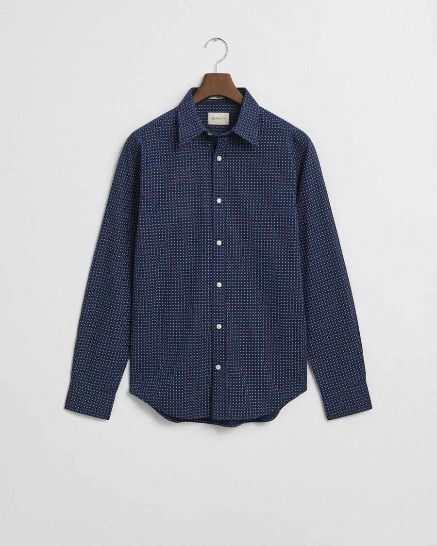 regular fit micro print shirt - classic blue