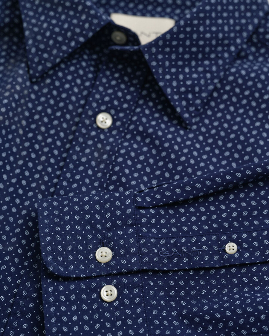 regular fit micro print shirt - classic blue