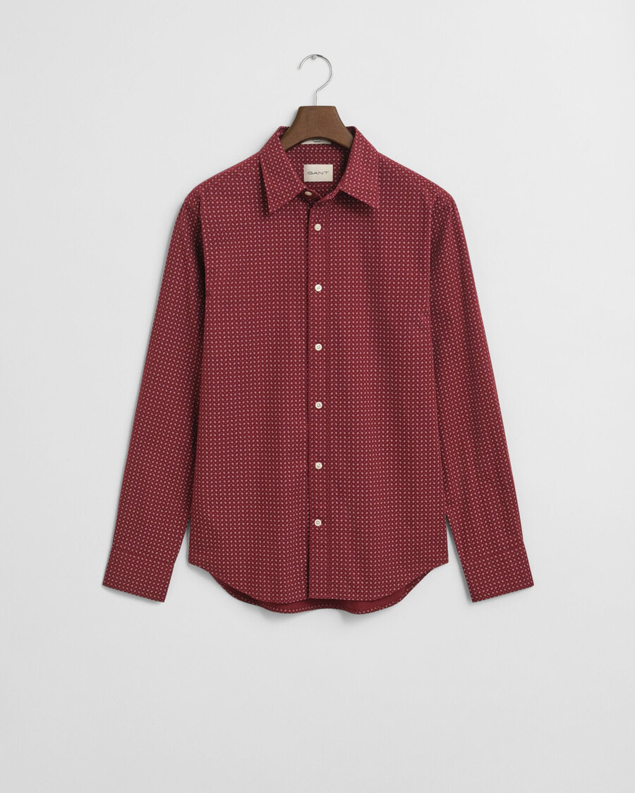 regular fit micro print shirt - plumped red