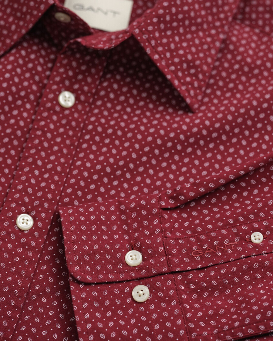regular fit micro print shirt - plumped red